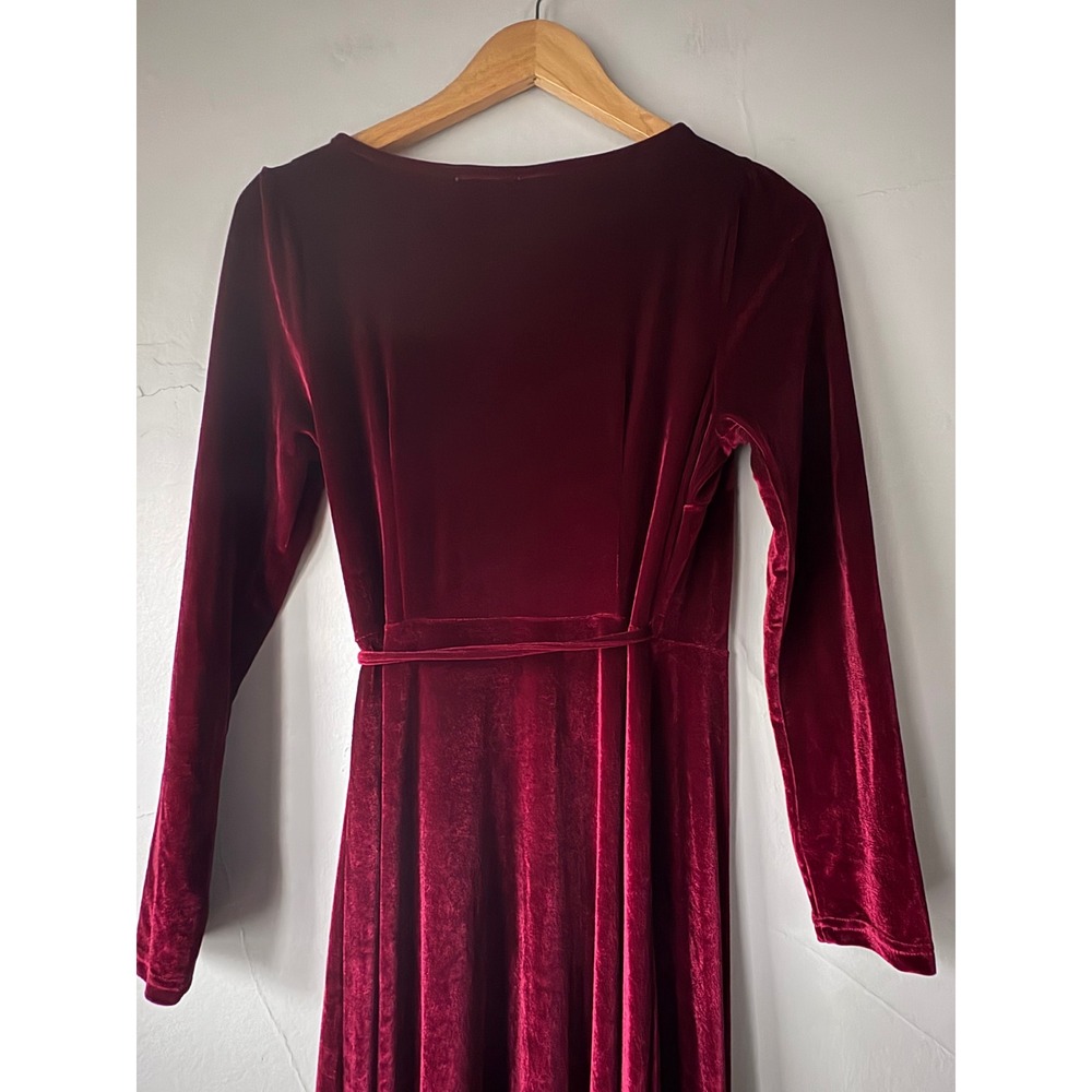 Baltic Born Esmerelda Merlot Velvet Wrap Maxi Dress Small - Picture 12 of 12